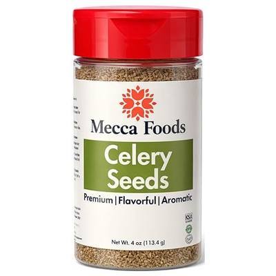 Whole Celery Seeds 4 oz – Fresh, Aromatic & Premium Quality – Packed in a Resealable PET Jar for Lasting Freshness – Perfect for Cooking, Pickling & Spice Blends – Mecca Foods