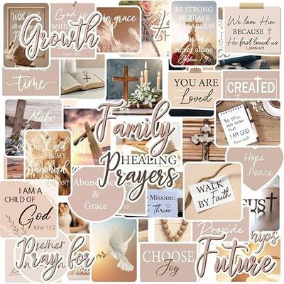 Prayer Board Supplies Kit - 50 Pcs Brown Christian Jesus Stickers | Bible Verse Decorating Inspirational Waterproof Scrapbook Decals Bulk for Adults Women Journaling Planner Water Bottle