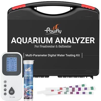 Pawfly 6 in 1 Digital Water Testing Kit, 50 Strips Aquarium Water Test Kit | Fish Tank Water Testing Kit, Digital Water Tester for pH, Nitrate, Nitrite, Chlorine, Total Hardness & Carbonate