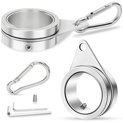 1" Flag Pole Rings Flagpole Spinners Clips, Aluminum Alloy Anti-Wrap 360° Spinning Flag Pole Swivel Rings, Flag Rotating Mounting Rings Hardware Parts with Clip Hooks for 0.75-1.0 Inch Diam. Flagpole