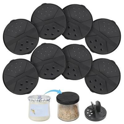 Spice Shaker Lids Only Compatible with Oui Yogurt Jars(5 oz Jar), 8 PCS Durable Ajustable Shaker Lids, Food-Grade Spice Dispenser Tops, Dishwasher Safe (Jars Not Included)