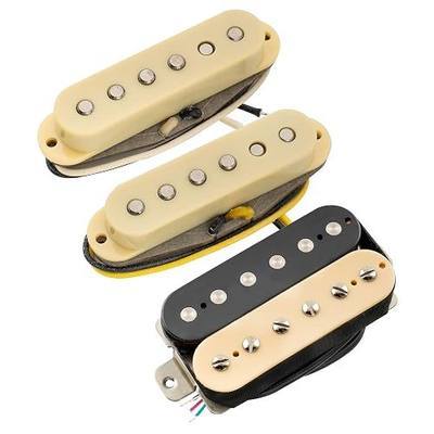 Musiclily Pro ST-TX Alnico 5 Staggered ST-HSS Pickups Set Zebra | Single Coil Pickups and Uncovered Humbucker,Neck Middle Bridge Pickup,for Strat Style Electric Guitar