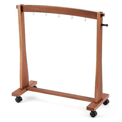 Ripeng Gong Chimes Wood Stand for 34" to 40" Gongs with Base for 1 Gong or 5 Chimes Wood Drum Stand with Brake Pulley for Sound Therapy and Meditation(Brown, Style A)