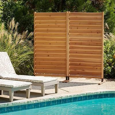 Enclo Louvered Freestanding/Surface Mounted Privacy Screen, Cedar Wood | 6ftH x 3ftW, Louvered, 1 Panel, Great for Balconies, Patios, or Decks, AZ18031