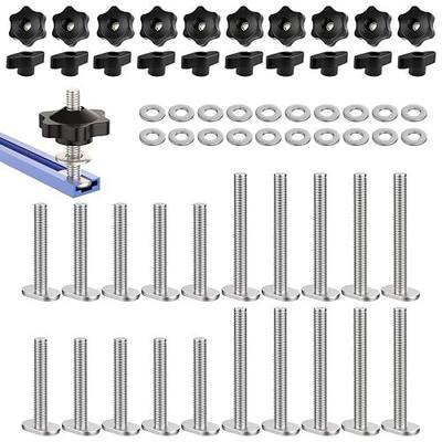 20 Sets 1/4"-20 T Track Knob Kit, 1-1/2" & 2" T-Slot Bolts with Star Knobs & T-Knobs, Washers Included for Woodworking Jigs and Fixtures