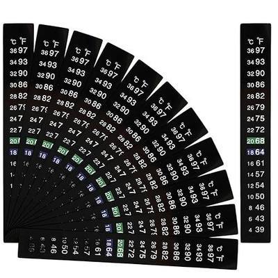 12 Pack Aquarium Thermometer Strips, 39-97℉ Fish Tank Thermometer Tape, Amphibian and Reptile Thermometer Stickers, Adhesive Brewing Thermometer Stickers for Kombucha, Wine & Beer