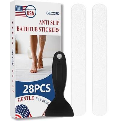Gecork 28 PCS Bathtub Non Slip Stickers with Strong Adhesive, Invisible Anti Slip Shower Strips with Scraper for Bath Tub, Shower Floor, Stairs
