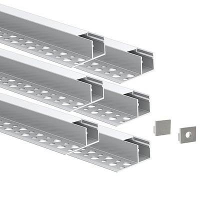 Laudert Drywall LED Channel, Trim Edge Tile LED Aluminium Channel with Milky Diffuser, Trimless Recessed Plaster in Channel Profile for LED Strip Light (6 * 3.3ft (1m))