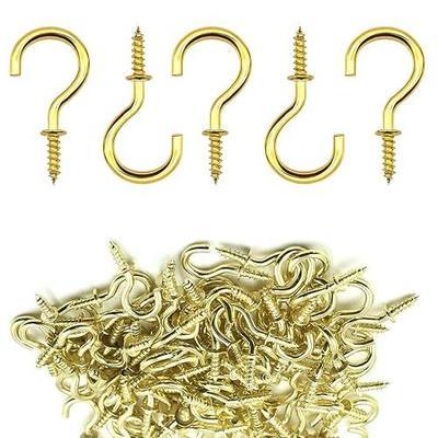 ALLWIN 1/2 Inch Small Screw Hooks, 120 Pcs Rust-Resistant Coated Steel Mini Twist-in Hooks for Hanging Plants, Lights, Ornaments, Jewelry – Indoor & Outdoor Use (Gold)