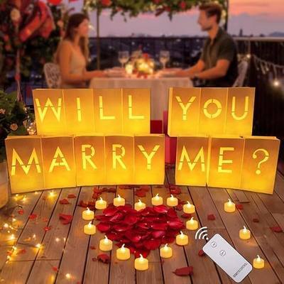 Will You Marry Me Sign Marry Me Light Up Letters with 24 LED Lights Candles | Marry Me Sign Proposal Decorations with Remote Control for Favorite People Outdoor Indoor