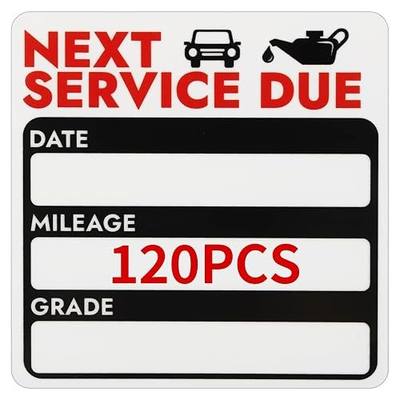 120 Pcs Oil Change Stickers, Next Service Due Sticker for Windshield | 2x2 Inches Strong Adhesion and No Residue, Clear Decals Labels for Car Auto Vehicles Window