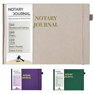 Notary Journal Log Book, Linen Notary Book with 510 Record Entries, Notary Log Books Notarial Public Journal for Notarial Acts, Notary Supplies with Privacy Guard, 120gsm Thick Paper, 10″x7″ (Beige)