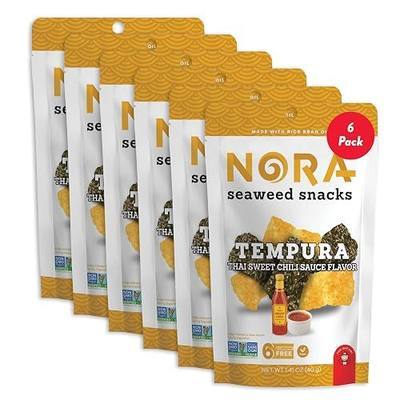 Nora Tempura Seaweed Snack, Gluten-Free, Sweet Chili, 40g Pouch, Pack of 6 | Crispy, Savory, Spicy, Light and Crunchy Asian Snack, Gluten-Free, Nori Sheets, NORA Tempura Seaweed Snack, Great Flavor