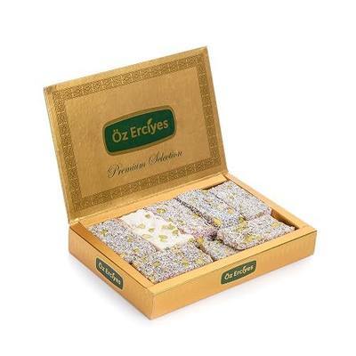 Cezerye Turkish Delight – Fig, Pomegranate, Carrot & Pistachio Lokum, Traditional Turkish Sweets, Healthy Arabic Candy Gift Box, 17.6 oz (500g) (Cezerye)