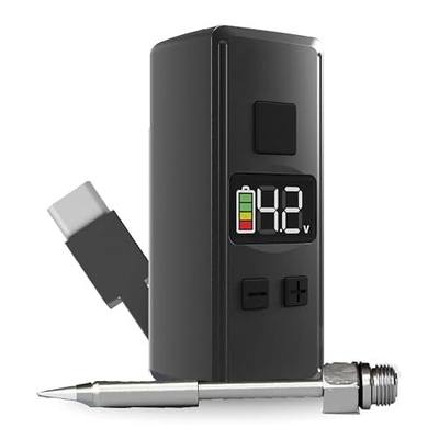 Mini Rechargeable Soldering Iron Pen, with Built-In USB C Battery Cable, Adjustable Voltage 1.5v-4.2v, LED Display, Removable Thread Burner Tip (Black)