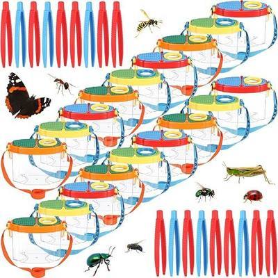 Halloscume 18 Pcs Bug Catchers for Kids Collection Viewer for Kids Critter Insect Cage Bug Tweezer Magnifying Insect Box Magnifier Container Butterfly Catcher Cage, Science Nature Exploration Tools
