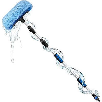 ARTIPOLY 5-12 Foot (20ft Reach) Car Wash Brush with 12-Inch Soft Bristle, On/Off Switch Telescopic Car Truck Boat Washing Brush with Hose Attachment for Cleaning RVs, House Siding, Floors and More!