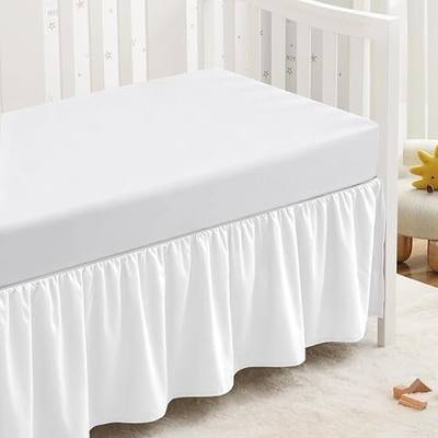 SiinvdaBZX White Crib Skirt Dust Ruffle, Microfiber Crib Bed Skirt | 52"x28" with 14" Drop, Durable Full Coverage Toddler Bedskirt Fit for Baby Boys Girls Nursery Standard Crib