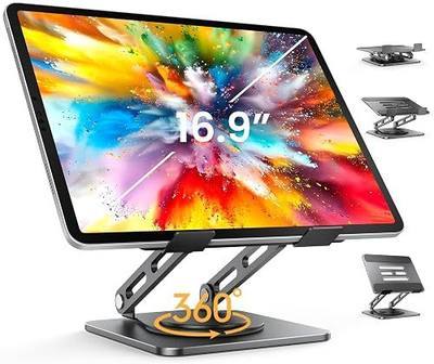 LOXP Adjustable Tablet Stand, 360 Rotating iPad Stand with Heavy-Duty Base | Matel, Perfect for Travel, Desk, Office, 4.7-16.9" Device, iPad Pro Air Mini, Kindle, Surface Tablet, Portable Monitors