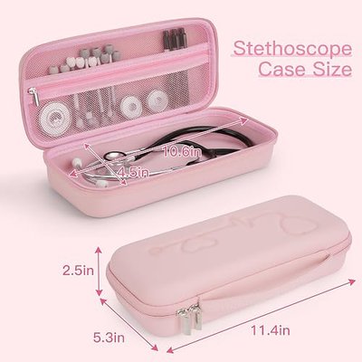 Stethoscope Case for 3M Littmann Classic III, Cardiology IV, Lightweight II S.E, MDF Instruments Stethoscopes, Hard Storage Case for Stethoscope Accessories, Nursing School Essentials - Pink
