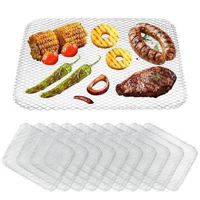 Grill Topper, 10 Pcs Disposable BBQ Grill Toppers, 12x16 in Non-Stick Heavy Duty Aluminum Mesh Grilling Grates Liners, Prevent Food from Falling Through Grill Mats for Camping Accessories