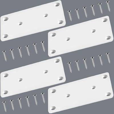 JULIHTU White Flat Mending Plate 3.94" x 1.93'' Flat Bracket, 4 Pack | Stainless Steel Straight Brace Heavy Duty Straight Metal Brace, Fixing Joining Plate for Wood Furniture Fastening & Fixing