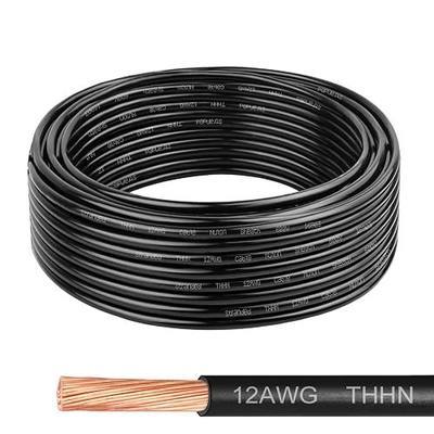 THHN Wire 12 Gauge 25 FT, 12 AWG Stranded OFC Copper Electrical Building Wire with Nylon Jacket PVC Insulation, Rated 600V for Residential, Industrial, CNC, Ground (12 Gauge, Black)