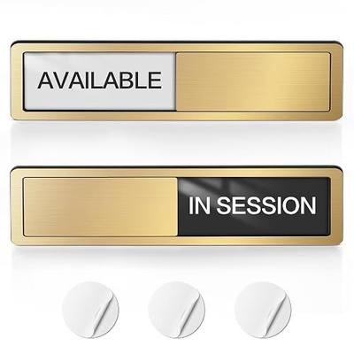 In Session Sign for Door, Magnetic Office Door Signs, Available Session in Progress for Therapists, Massage, Conference Room, Hospital, School, Home Office, Do Not Disturb, Brushed Gold