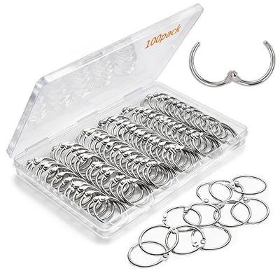 100 Pack-1 inch GIUCNOK Binder Rings, Loose Leaf Binder Book Rings, with Metal Nickel Plated for Key, and Index Cards, Premium Ring Clips, Paper Rings, for School, Home or Office, Silver