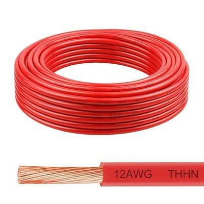 THHN Wire 12 Gauge 25 FT, 12 AWG Stranded OFC Copper Electrical Building Wire with Nylon Jacket PVC Insulation, Rated 600V for Residential, Industrial, CNC, Ground (12 Gauge, Red)