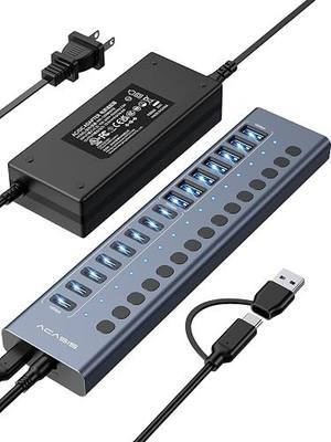 ACASIS 16 Ports Powered USB 3.2 Hub (8 USB-A 3.2 +8 USB-C 3.2) | Aluminum USB Hub Powered with 96W Power Adapter, USB Hub for PC/Laptop, Computer, Flash Drive, Printer, Camera
