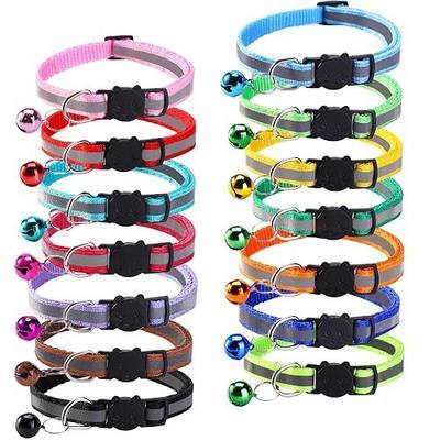 14 Pack Breakaway Cat Collar with Bell, Reflective Kitten Collar for Girl Boy Cats, Safety Buckle Adjustable 7.5-12.5 Inch, 0.4 Inch Width Lightweight, Pet Gifts (Multi-Colored)