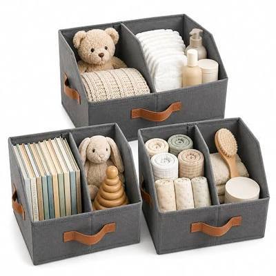 Closet Organizers And Storage - UPGRADED HEIGHT Trapezoid Storage Bin W/ Handles & Adjustable Dividers, Fabric Collapsible Storage Bins For Clothes Storage & Shelf Organizer (3pcs, Medium, Dark Gray)