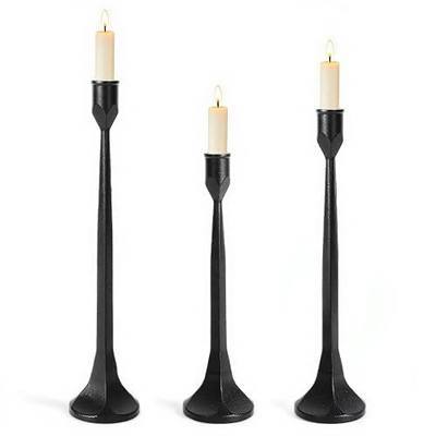 Vintage Cast Iron Black Taper Candle Holders Set of 3 Antique Candlestick | Farmhouse Decorative Candlestick Holder for Wedding Dining Table Party Rustic Home Fireplace Kitchen Decor