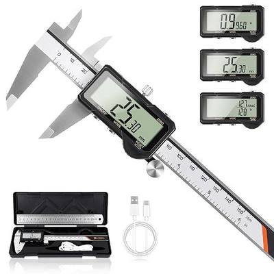 HARDELL Digital Caliper 6 Inch Rechargeable Calipers One-Key Reset | Caliper Measuring Tool with Large LCD Screen Auto-Off Inch/mm/Fraction for DIY 3D Printing Jewelry Woodworking Hobby