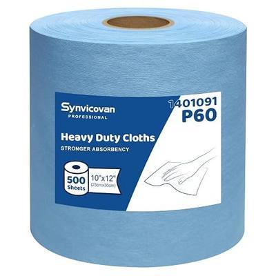 Multi-purpose Industrial Cleanroom Wipes, Lint-Free Jumbo Roll Cleaning Wipes, High Absorbency,12"x 10", Roll of 500 Sheets (Blue)