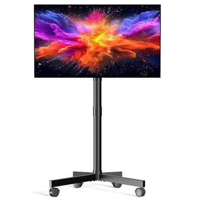 Mobile Rolling TV Stand on Wheels, Tilt TV Stand for 23-60 Inch TV | Portable TV Cart up to 88lbs, Suitable for Outdoor, Bedroom and Living Room, Locking Wheels, Max VESA 400x400mm, Black