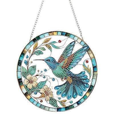 AIBOERL Hummingbird Diamond Art Kits for Adults, Acrylic Hanging Suncatcher | Double Sided Bird Diamond Painting, Special Shaped Diamonds, Hanging Chain,Complete DIY Craft Tools,Hanging Ornament