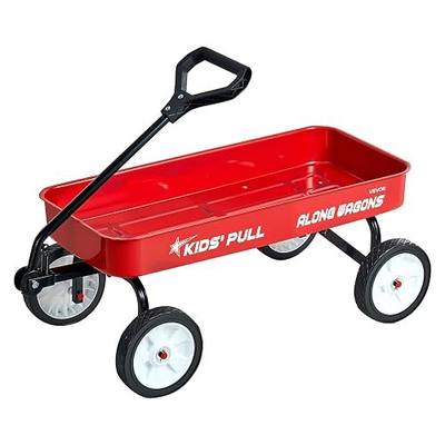 VEVOR 39 inch Pull Along Kids Wagon, Red Rolling Utility Cart Wagons for Kids, Cargo Wagon for Garden, Beach, Camping for Child Present