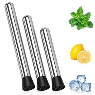 Muddler for Cocktails, 4 Pack Cocktail Muddler 8" 10" 12", Stainless Steel Muddler for Mojitos Fruit Lemon Drinks Party, Lemonade Stand Supplies, Bar Accessories