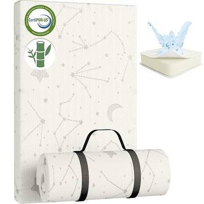YENING Bamboo Pack and Play Mattress Pad Breathable 38x26 Waterproof Baby Mattress for Pack N Play Matress Topper Waterproof with Strap