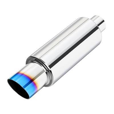LCGP 2" Exhaust Muffler, 2 inch Inlet Universal Muffler, 14.56'' Overall Length Stainless Steel Resonator Straight Through Design Exhaust Tip(Blue Burnt 2" Intet 3" Outlet)