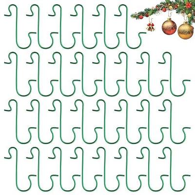 Ornament Hooks, 100 Pcs Christmas Ornament Hooks, Ornament Hangers, Ornament Hook for Christmas Trees, Metal Wire Small Ornaments Hooks Anchors for Xmas Tree Decorations Hanging Party Decor, Green
