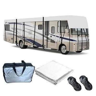 Wider 3.3m/10.83ft Camper Cover 210D Oxford Cloth Trailer Cover Wind, Rain and Snow Proof with 2 Extra Straps Grey-29.5 x 10.8 ft