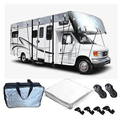 Wider 3.3m/10.83ft Rv Covers 210D Oxford Cloth Truck Camper Cover, Foldable Storage, Easy to Clean with 2 Windproof Straps Grey-32.8 x 10.8 ft