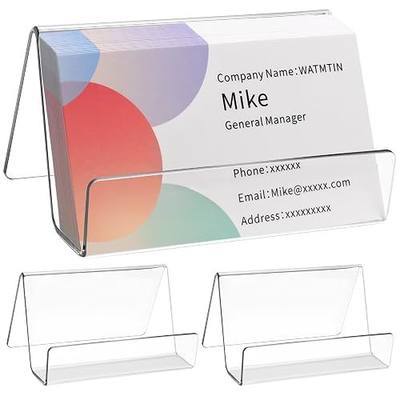 3 Pcs Acrylic Business Card Holder for Desk, Desktop Business Card Stand, Clear Name Cards Display Holder for Exhibition Accessories Home Office, Capacity: 50 Cards