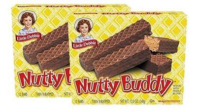 Little Debbies Nutty Buddy Wafer Bars with Peanut Butter, Individually Wrapped, 12 Count, 12.0 oz Box, 2 Pack