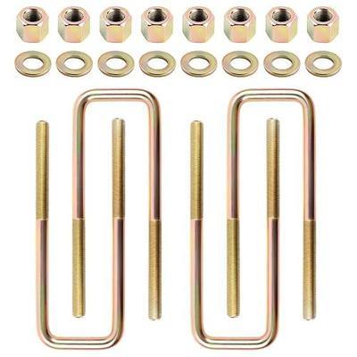 4 pcs Square U-Bolts with Hardware for 2.5" Wide Leaf Springs, 8.75" Long | For 1988-1998 Chevy Silverado C1500 & GMC Sierra C1500, 1999-2019 Silverado Sierra 1500, Heavy Duty Rust-Resistant Replace