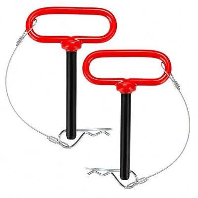 1/2" x 4" Inch Trailer Hitch Pin and Clip Towing Hitchs for Tractors, Lawn Mowers, ATVs & Golf Carts. Features Anti-Loss Rope & Red Handle for One-Handed Use. 2PCS