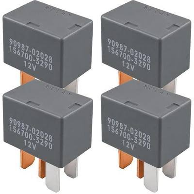 90987-02028 156700-3290 A/C Clutch Relay 12V DC 30A 4-Pin SPST-NO (4-Pack) | Compatible with Toyota 4Runner Tacoma Camry Corolla RAV4 Lexus ES RX Scion tC, for A/C Clutch Warm Air, Ref 90987-02028